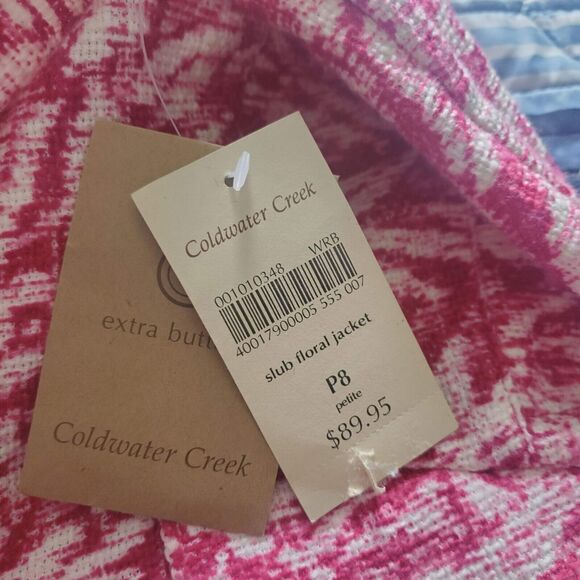 NEW Coldwater Creek Size 8 Petite Textured Pink Floral Button Jacket - Picture 7 of 12
